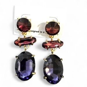 Fashion Nova Purple and Gold Statement Earrings